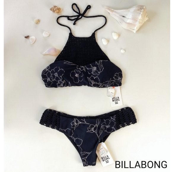 Billabong Other - Billabong Lost Sky High Neck Crochet Bikini